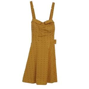 Golden Yellow Dotted Fit and Flare Dress Juniors Size L